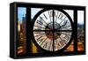 Giant Clock Window - View on the New York City - Manhattan-Philippe Hugonnard-Framed Stretched Canvas