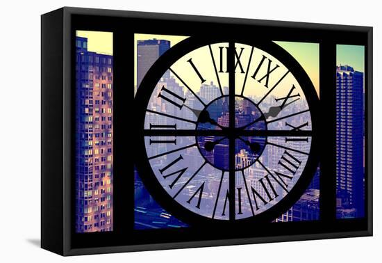 Giant Clock Window - View on the New York City - Midtown Manhattan-Philippe Hugonnard-Framed Stretched Canvas