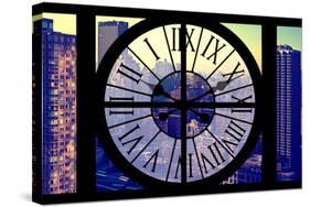 Giant Clock Window - View on the New York City - Midtown Manhattan-Philippe Hugonnard-Stretched Canvas