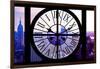 Giant Clock Window - View on the New York City - Purple Sunset-Philippe Hugonnard-Framed Photographic Print