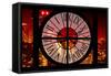 Giant Clock Window - View on the New York City - Red Night-Philippe Hugonnard-Framed Stretched Canvas