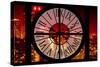 Giant Clock Window - View on the New York City - Red Night-Philippe Hugonnard-Stretched Canvas