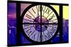 Giant Clock Window - View on the New York City - Setting Sun-Philippe Hugonnard-Stretched Canvas