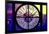 Giant Clock Window - View on the New York City - Setting Sun-Philippe Hugonnard-Framed Photographic Print