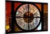 Giant Clock Window - View on the New York City - Times Square by Night-Philippe Hugonnard-Mounted Photographic Print