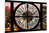Giant Clock Window - View on the New York City with Foggy Night-Philippe Hugonnard-Mounted Photographic Print