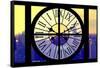 Giant Clock Window - View on the New York City - Yellow Sunset-Philippe Hugonnard-Framed Stretched Canvas