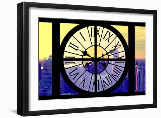 Giant Clock Window - View on the New York City - Yellow Sunset-Philippe Hugonnard-Framed Photographic Print