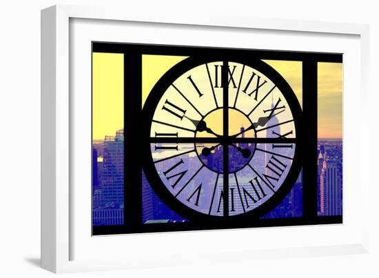 Giant Clock Window - View on the New York City - Yellow Sunset-Philippe Hugonnard-Framed Photographic Print