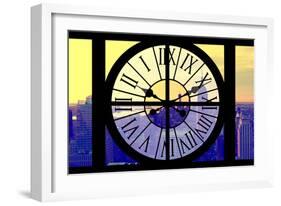 Giant Clock Window - View on the New York City - Yellow Sunset-Philippe Hugonnard-Framed Photographic Print