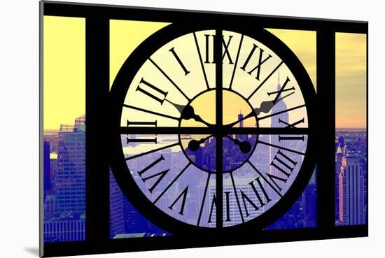 Giant Clock Window - View on the New York City - Yellow Sunset-Philippe Hugonnard-Mounted Photographic Print