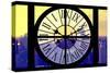 Giant Clock Window - View on the New York City - Yellow Sunset-Philippe Hugonnard-Stretched Canvas