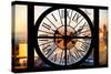 Giant Clock Window - View on the New York in Winter at Sunset-Philippe Hugonnard-Stretched Canvas
