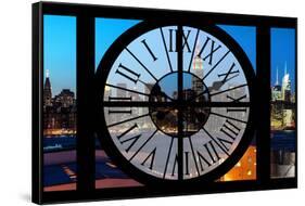 Giant Clock Window - View on the New York Skyline at Dusk II-Philippe Hugonnard-Framed Stretched Canvas
