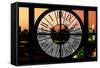 Giant Clock Window - View on the New York Skyline at Dusk III-Philippe Hugonnard-Framed Stretched Canvas