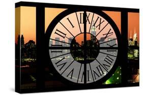 Giant Clock Window - View on the New York Skyline at Dusk III-Philippe Hugonnard-Stretched Canvas