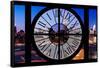 Giant Clock Window - View on the New York Skyline at Dusk V-Philippe Hugonnard-Framed Stretched Canvas