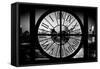 Giant Clock Window - View on the New York Skyline at Dusk-Philippe Hugonnard-Framed Stretched Canvas