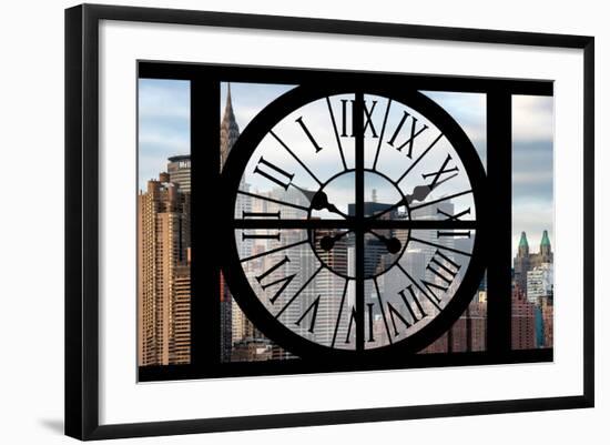 Giant Clock Window - View on the New York Skyscrapers-Philippe Hugonnard-Framed Photographic Print