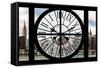 Giant Clock Window - View on the New York with Empire State Building-Philippe Hugonnard-Framed Stretched Canvas
