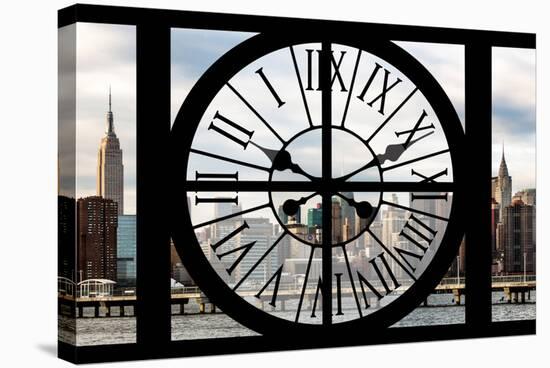 Giant Clock Window - View on the New York with Empire State Building-Philippe Hugonnard-Stretched Canvas