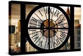 Giant Clock Window - View on the New York with the Chrysler Building at Sunset-Philippe Hugonnard-Stretched Canvas