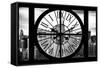 Giant Clock Window - View on the New York with the Chrysler Building II-Philippe Hugonnard-Framed Stretched Canvas