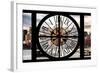 Giant Clock Window - View on the New York with the Chrysler Building-Philippe Hugonnard-Framed Photographic Print