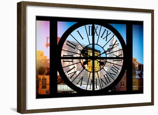 Giant Clock Window - View on the New York with the Empire State Building in Winter II-Philippe Hugonnard-Framed Photographic Print