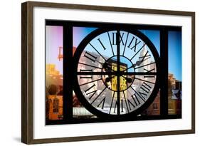 Giant Clock Window - View on the New York with the Empire State Building in Winter II-Philippe Hugonnard-Framed Photographic Print