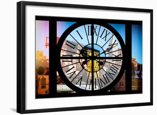Giant Clock Window - View on the New York with the Empire State Building in Winter II-Philippe Hugonnard-Framed Photographic Print