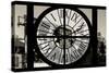 Giant Clock Window - View on the New York with the Empire State Building in Winter III-Philippe Hugonnard-Stretched Canvas