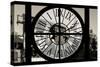 Giant Clock Window - View on the New York with the Empire State Building in Winter III-Philippe Hugonnard-Stretched Canvas