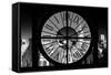 Giant Clock Window - View on the New York with the Empire State Building in Winter IV-Philippe Hugonnard-Framed Stretched Canvas