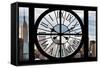 Giant Clock Window - View on the New York with the Empire State Building-Philippe Hugonnard-Framed Stretched Canvas