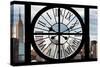 Giant Clock Window - View on the New York with the Empire State Building-Philippe Hugonnard-Stretched Canvas