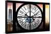 Giant Clock Window - View on the New York with the One World Trade Center II-Philippe Hugonnard-Framed Stretched Canvas