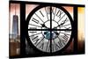 Giant Clock Window - View on the New York with the One World Trade Center II-Philippe Hugonnard-Stretched Canvas