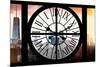 Giant Clock Window - View on the New York with the One World Trade Center II-Philippe Hugonnard-Mounted Photographic Print