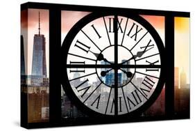 Giant Clock Window - View on the New York with the One World Trade Center II-Philippe Hugonnard-Stretched Canvas