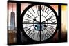 Giant Clock Window - View on the New York with the One World Trade Center II-Philippe Hugonnard-Stretched Canvas