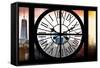 Giant Clock Window - View on the New York with the One World Trade Center II-Philippe Hugonnard-Framed Stretched Canvas