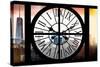 Giant Clock Window - View on the New York with the One World Trade Center II-Philippe Hugonnard-Stretched Canvas