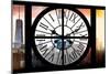 Giant Clock Window - View on the New York with the One World Trade Center II-Philippe Hugonnard-Mounted Photographic Print