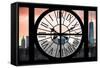 Giant Clock Window - View on the New York with the One World Trade Center-Philippe Hugonnard-Framed Stretched Canvas