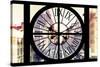 Giant Clock Window - View on the Streets of Manhattan in Winter II-Philippe Hugonnard-Stretched Canvas