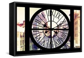 Giant Clock Window - View on the Streets of Manhattan in Winter II-Philippe Hugonnard-Framed Stretched Canvas
