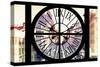 Giant Clock Window - View on the Streets of Manhattan in Winter II-Philippe Hugonnard-Stretched Canvas