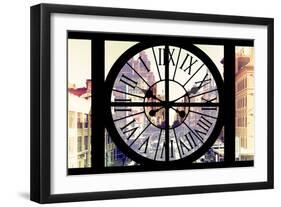 Giant Clock Window - View on the Streets of Manhattan in Winter II-Philippe Hugonnard-Framed Photographic Print