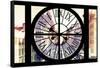 Giant Clock Window - View on the Streets of Manhattan in Winter II-Philippe Hugonnard-Framed Stretched Canvas